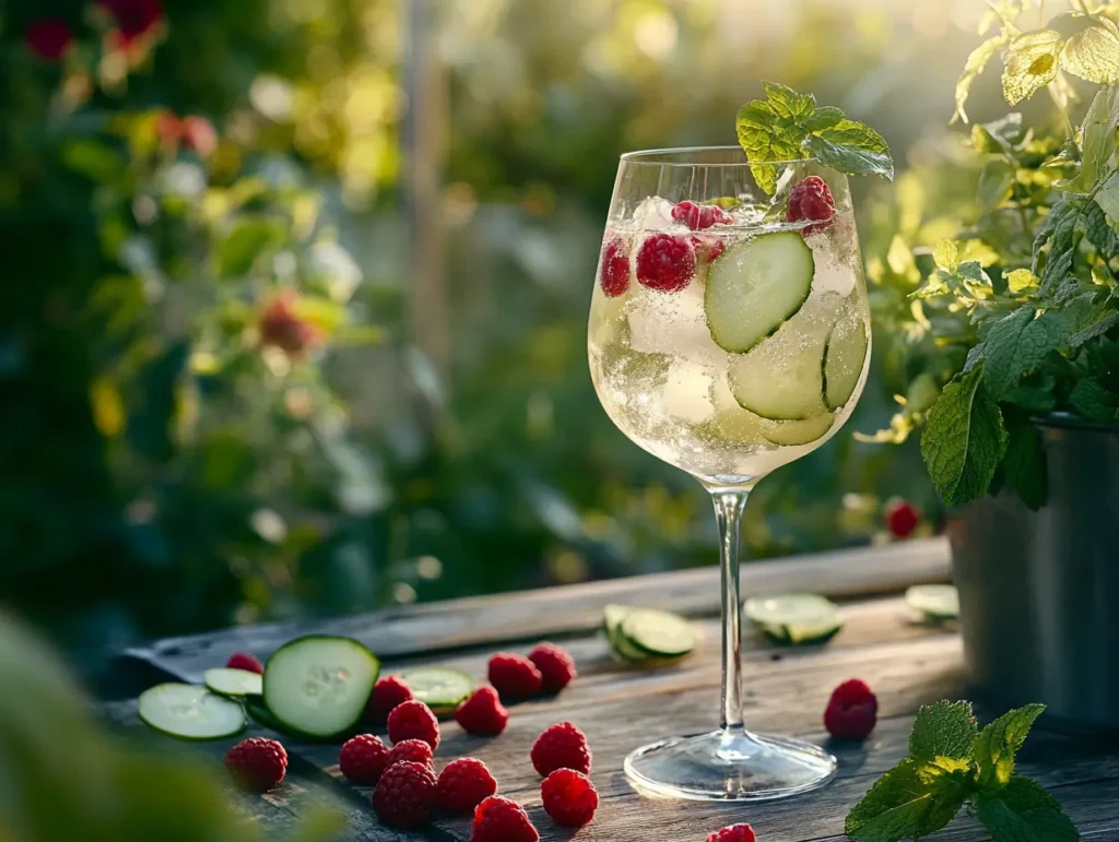 A beautifully garnished Hugo Spritz cocktail served with fresh mint and lime wedges.