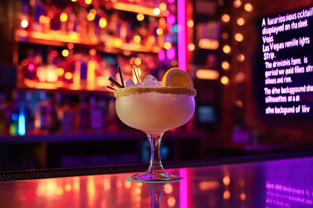 Luxurious cocktail garnished with gold flakes at a Las Vegas bar