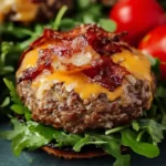 Crack Burgers (The Ultimate Juiciest Bacon-Cheddar Burger Recipe) 9 Juicy crack burger topped with melted cheddar cheese and crispy bacon on fresh lettuce