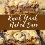 Gooey caramel and chocolate chip dessert bars sliced and stacked, with a golden brown cookie top and soft, melty center
