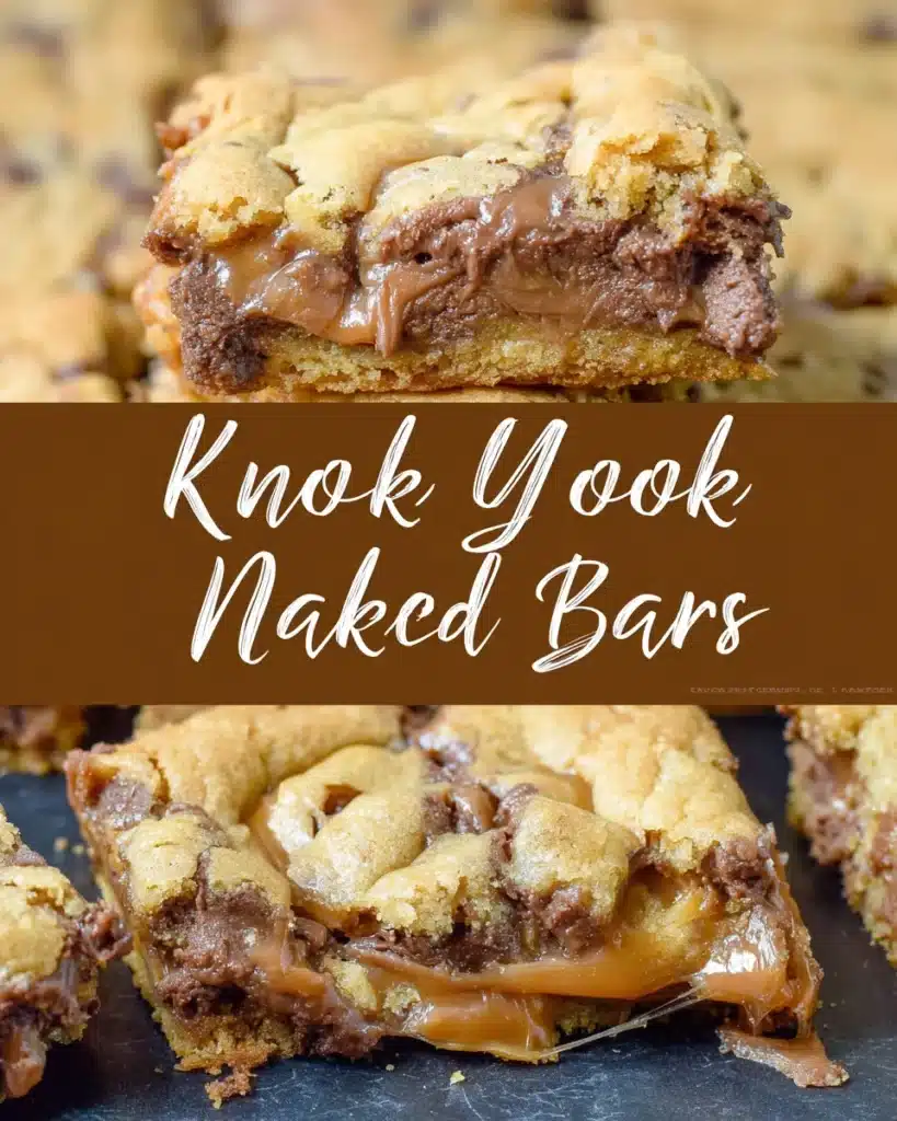 Gooey caramel and chocolate chip dessert bars sliced and stacked, with a golden brown cookie top and soft, melty center