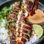 Butter Chicken Meets Sweet Heat: Sweet Chili Chicken Bowl Recipe 6 Grilled sweet chili chicken bowl with coconut drizzle, charred chicken over jasmine rice, garnished with lime and herbs