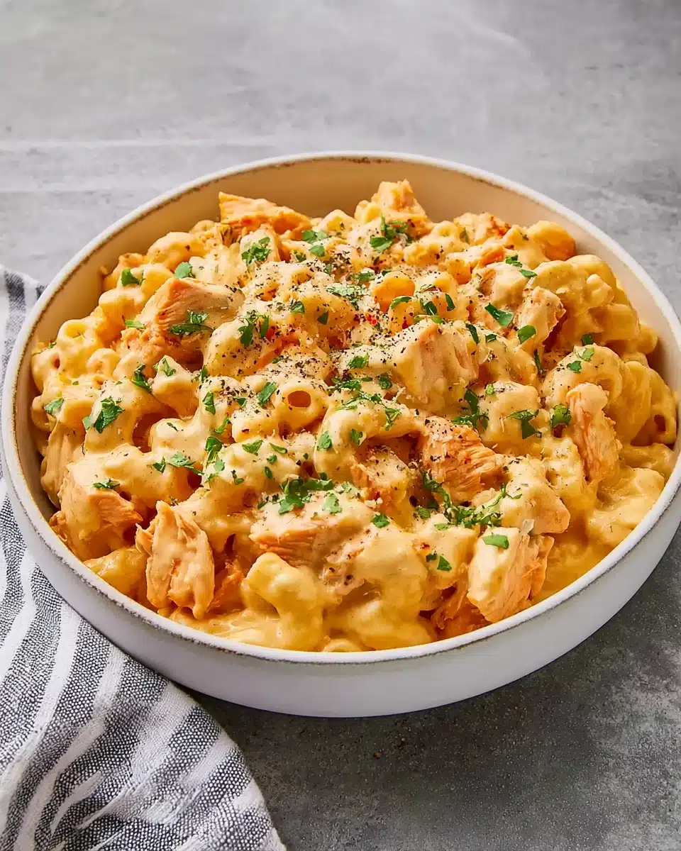 Buffalo Chicken Mac and Cheese Recipe – Creamy and Spicy Comfort 5 Buffalo chicken mac and cheese with creamy sauce and baked chicken pieces