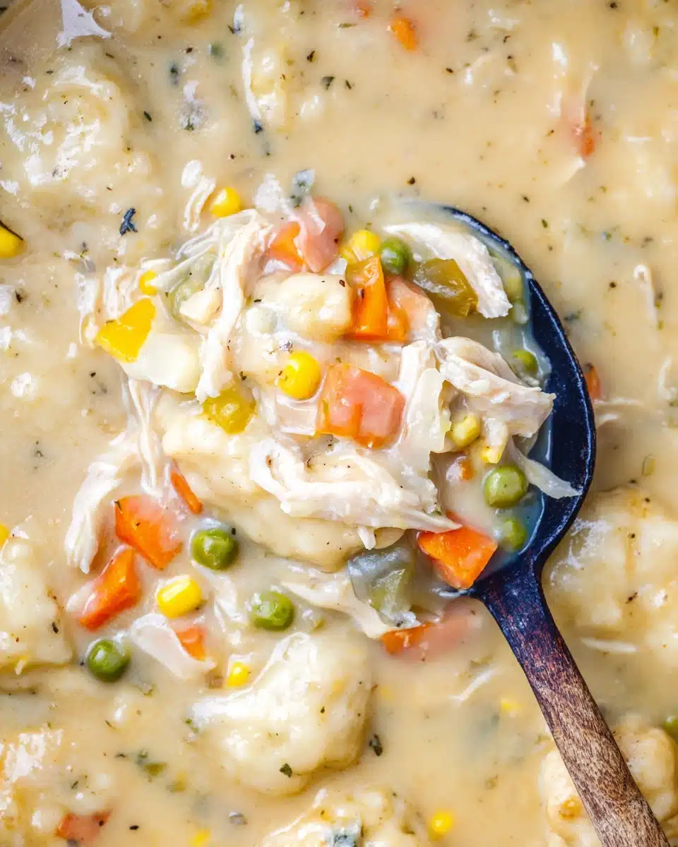 Crock Pot Chicken and Dumplings Recipe for Cozy Comfort 5 Creamy crock pot chicken and dumplings with vegetables in thick sauce