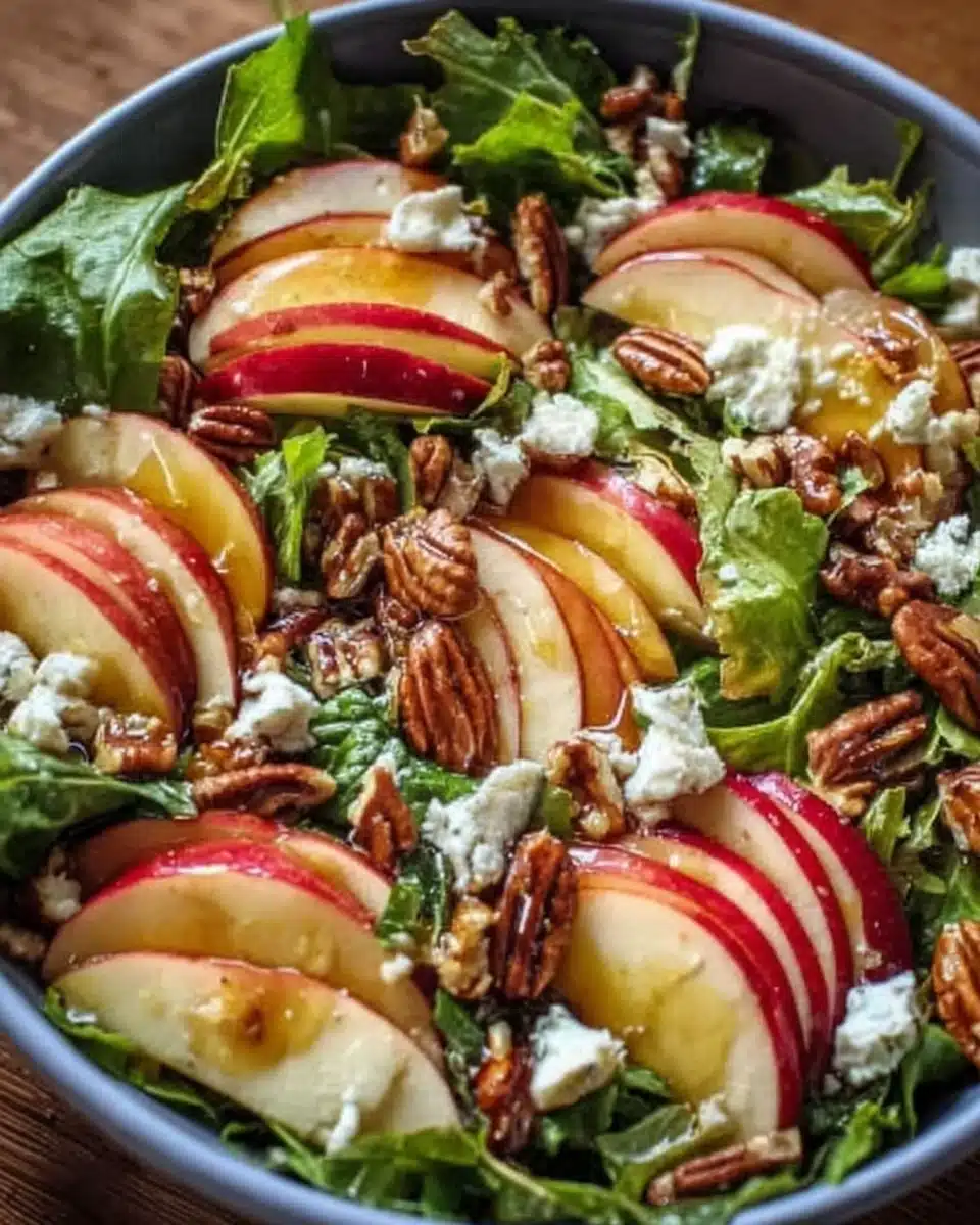 Autumn Honeycrisp apple and feta salad with pecans and greens