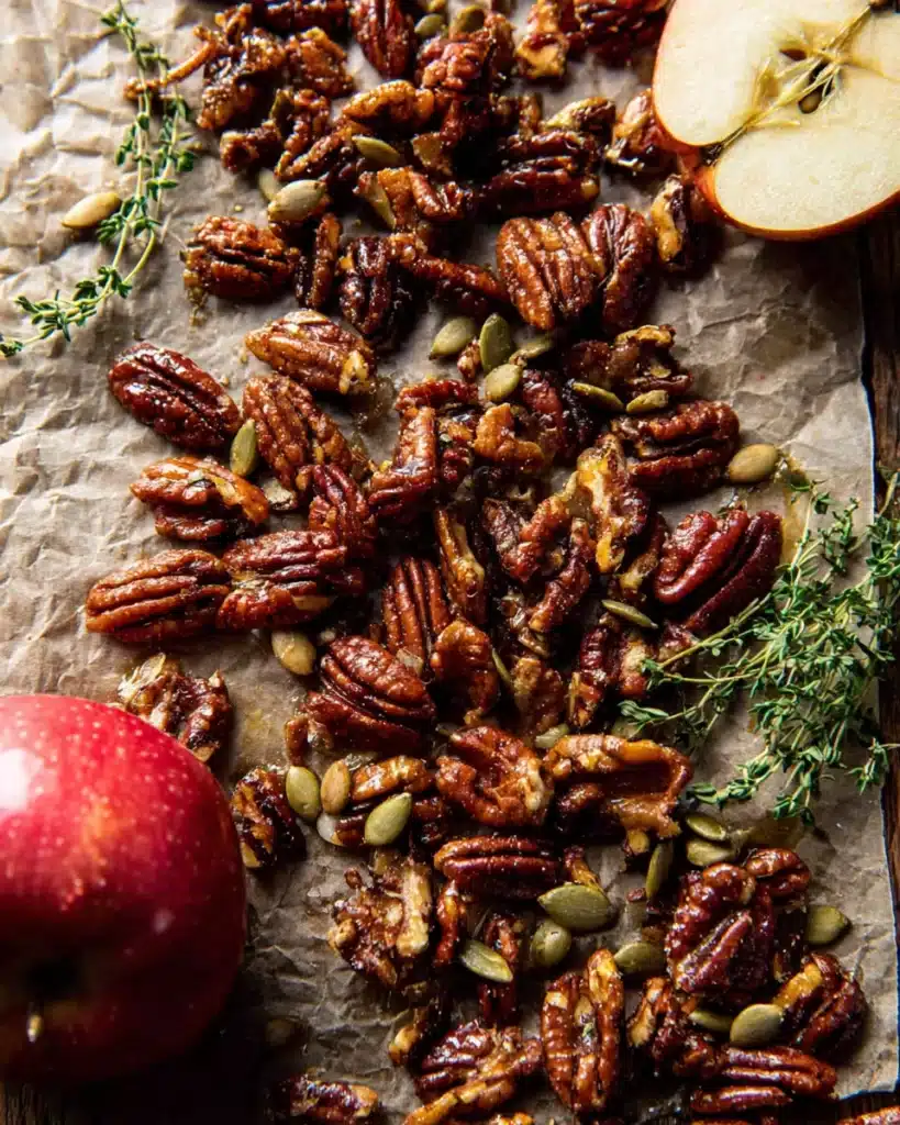 Autumn Harvest Honeycrisp Apple and Feta Salad – Fresh & Festive 9 Candied pecans and pumpkin seeds with apple for autumn harvest salad