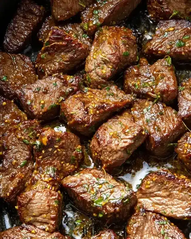 Air Fryer Garlic Butter Steak Bites That Are Bold and Juicy 8 Air fryer garlic butter steak bites with crispy seared edges and garlic herb butter glaze