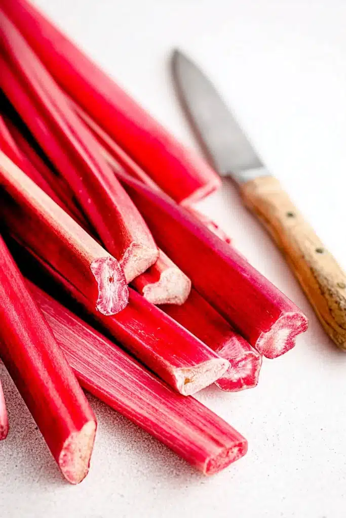 Fresh rhubarb stalks for easy rhubarb butter recipe