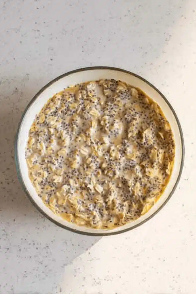 Brown Sugar Overnight Oats Recipe for Easy Breakfast 2 brown sugar overnight oats mixture with chia seeds before chilling