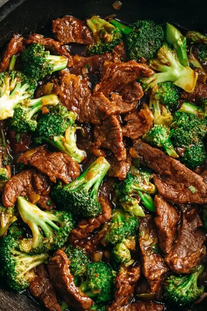Chinese Beef and Broccoli stir fry with tender beef and glossy savory sauce