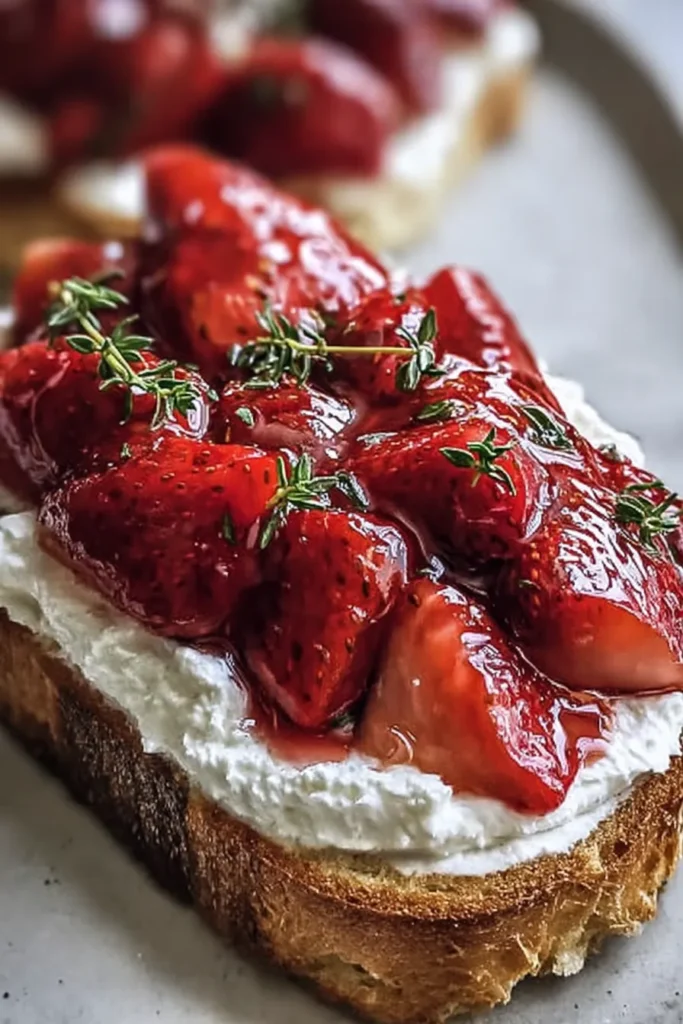 Roasted Strawberry Whipped Ricotta Toast Recipe 1 Roasted Strawberry Whipped Ricotta Toast with creamy ricotta and glossy strawberries