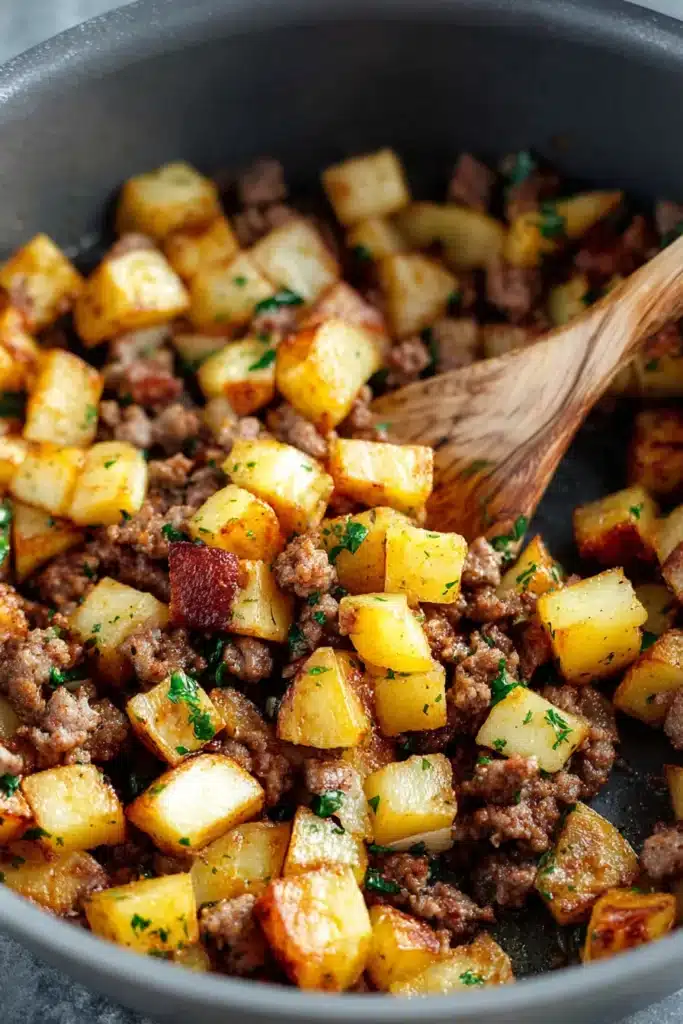 Sausage and Potatoes Breakfast Hash 3 Ingredients for Sausage and Potatoes Breakfast Hash with Yukon Gold potatoes and sausage