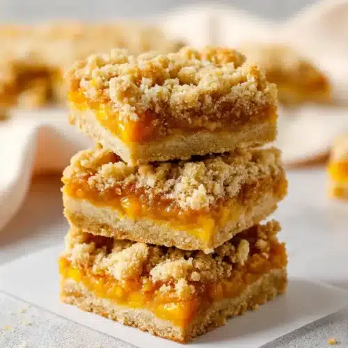 Mango Crumb Bars 4 Mango Crumb Bars with buttery crumb topping and juicy mango filling